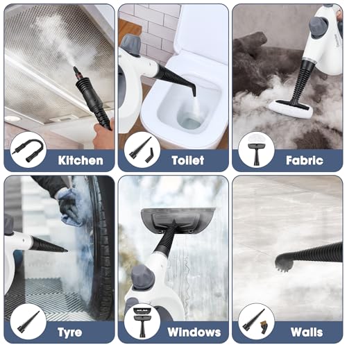 Osumlee Pressurized Handheld Steam Cleaner with 14 pcs Accessories 15.2OZ Multi-Purpose Portable Steamer for Cleaning, Multi-Surface Steamer for Home, Floor, Grout — view 6
