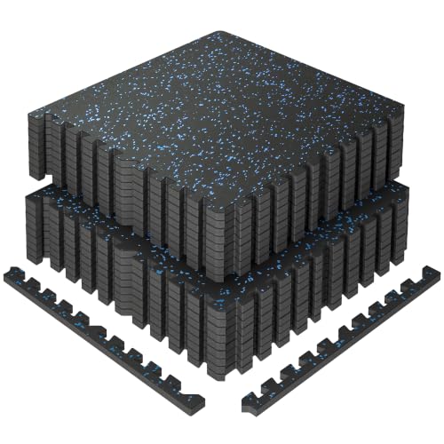 Image of SUPERJARE 0.56'' Thick 72 Sq Ft Rubber Top Gym Flooring for Home Gym