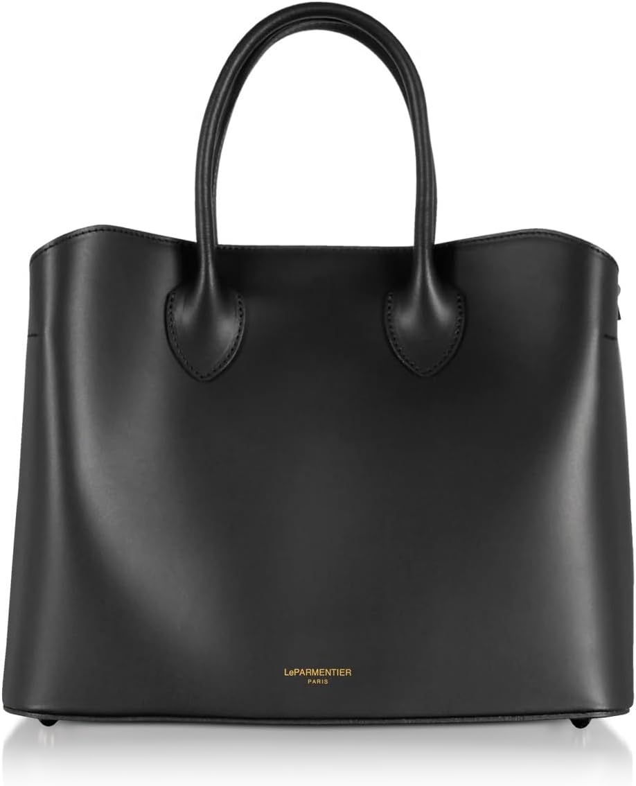 LeParmentier Jackie Tote Bag, Genuine Italian Calf Leather, 12.4 x 9.8 x 5.5 inches