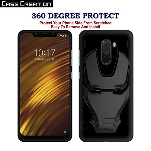 Image of COVERLY Official 3D Touch Feel Trending Marvel Avengers Logo Mask Soft Rugged Grip Silicone Iron Man Super Power Cartoon Movie Engraved Silicone Matte Back Cover for Xiaomi Poco F1 -Black