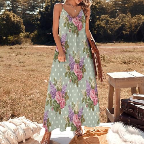 Robe maxi rose chic style rétro bohème ample et légère pour été