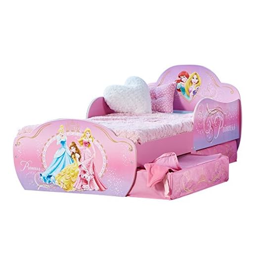 Disney Princesas Infantil con Espacio de Almacenamiento Debajo de la Cama, Madera, Rosa, 63.00x77.00x143.00 cm