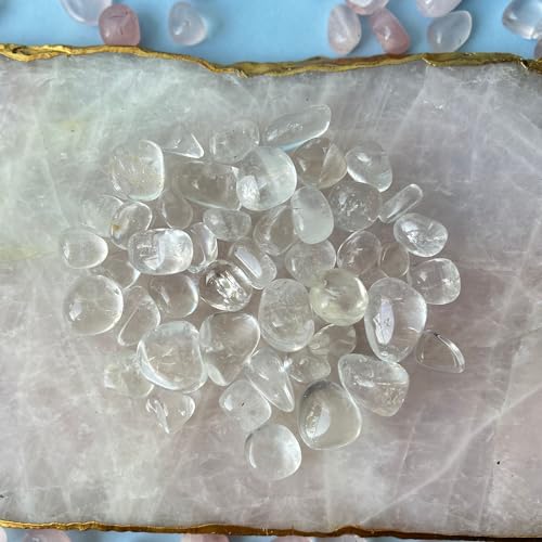 Image of Tumbled Stones, Natural Crystal Healing Stones, Home Office Decor, Aquarium Decorative Pebbles, Vase Fillers (Clear Crystal, 50)