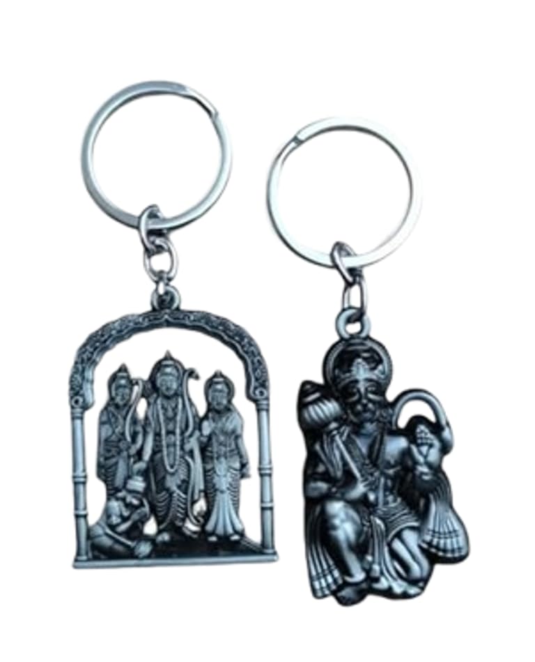 Porte-clés Ram Darbar et Hanuman Ji en métal, le cadeau spirituel idéal