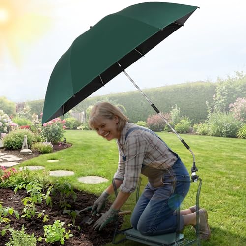 Telergyus Garden Kneeler Umbrella, 42” Large Clip on Umbrella with