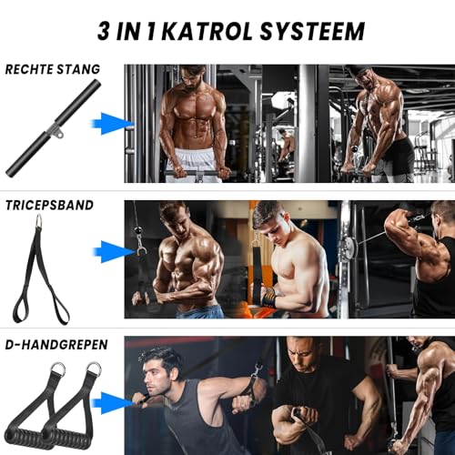 Fitness Cable LAT Pulley System, Katrol Systeem Apparatuur voor Thuis, Lat Pulldown Pulley Cable System Cable Machine Fitness Apparaten met Grip Pulley Set Gym Tricep Rope Stang voor Home Gym - Afbeelding 3