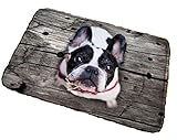 [ザザランド] 玄関 マット フレンチ ブルドッグ コンパクト 40×60 ペット 犬 リビング (ホワイト×ブラック)