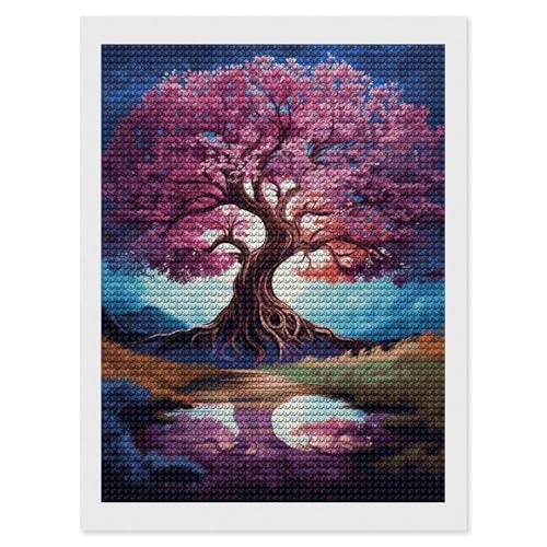 Art diamant avec strass ronds brillants motif arbre de vie multicolore