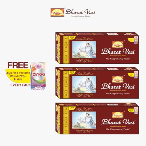 Image of PARIMAL Bharat VASI Incense Sticks | Jumbo Pack | Pack of 3-200 Grams X 3 = 600G | The Fragrance of India | Aromatic AGARBATTI