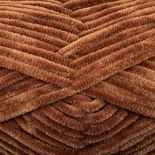 Image of Cuddly Velvet Chenille Yarn, Super Soft Fluffy Bulky for Knitting Crocheting Crafting Blanket Amigurumi, Durable for Shedding, 100 Gram (3.53 Ounces) 109 Yards (100 Meters) (Brown Bear)