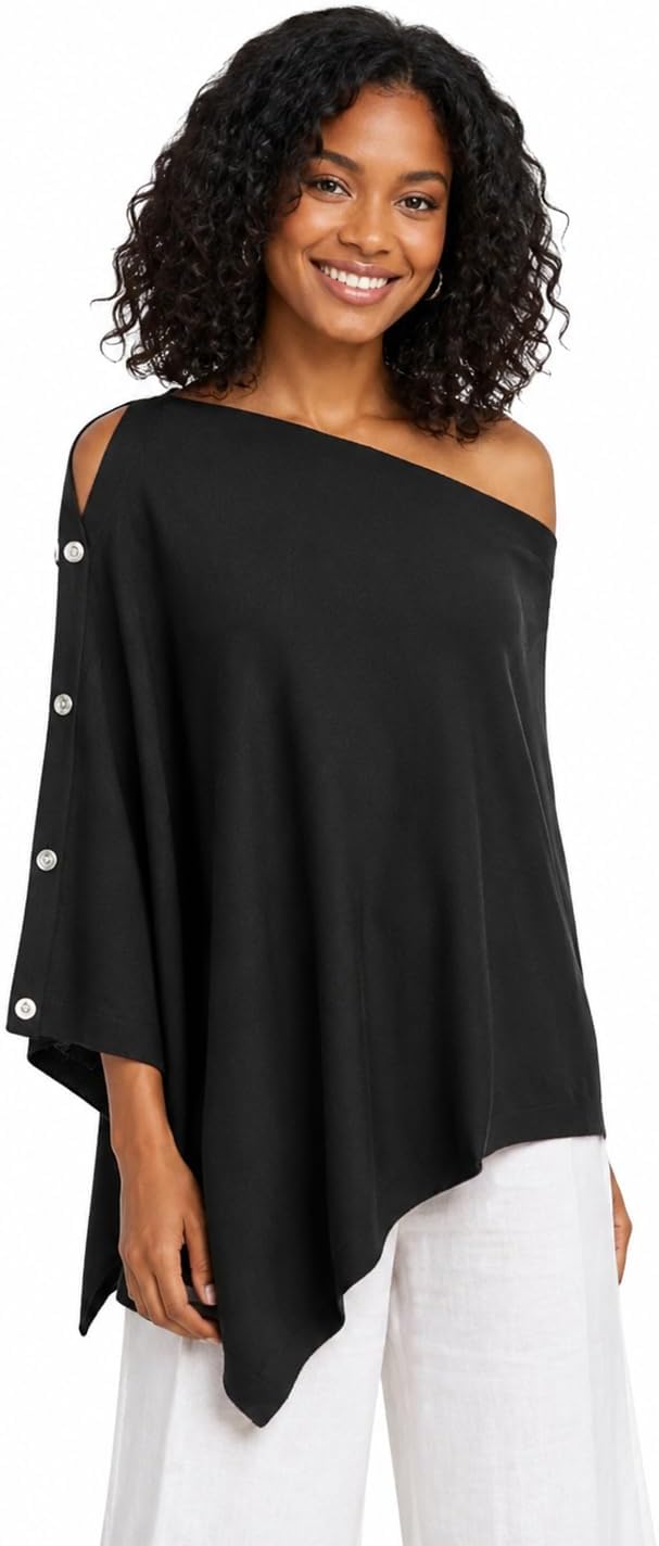 Versatile Women's Poncho Shawl Wrap Soft Lightweight Knitted Cape Scarf for Spring Summer Fall Winter