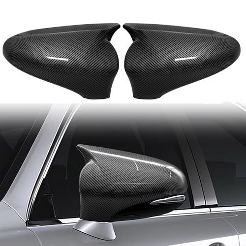 TOPUS Pair Side Mirror Cover Replacement for Lexus IS GS CT LS ES RC F-Sport 2013-2020, Car Reversing Exterior Rear View Mirror Housing 8794A30E00B1 8791A30D10B1 LH+RH Carbon Fiber