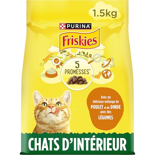 FRISKIES | Chat d'intérieur | Croquettes complètes pour Les Chats Adultes d'intérieur | Au Poulet et aux Légumes | Aliment Complet pour Les Chats Vivant en...