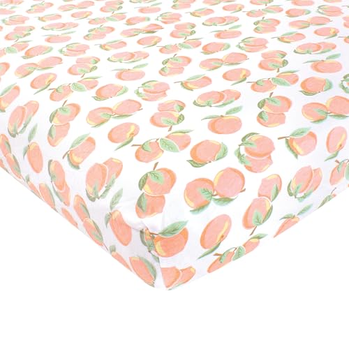 Image of Hudson Baby Unisex Baby Cotton Fitted Crib Sheet, Peach, One Size