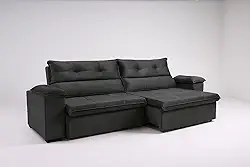 Sofá Aconchegante 4 Lugares Reclinável e Retrátil Bel Veludo LIMOV (Cinza Chumbo, 2,50m)