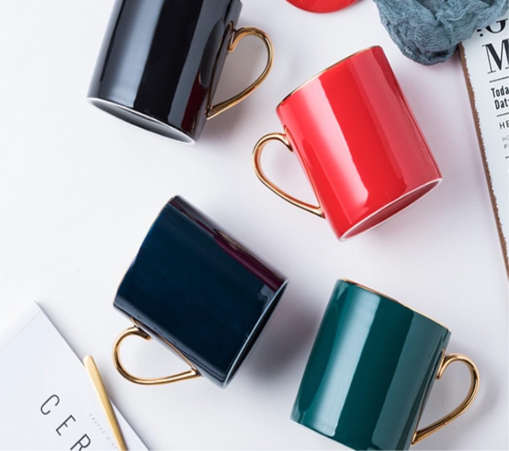 Kubek Filiżanka kawy Filiżanka do herbaty, kubek do kawy Kubki ceramiczne Ceramiczna filiżanka do kawy i podstawka Filiżanki do espresso Złoty uchwyt Idealny do kawy Kubki do herbaty i kawy Kubki do k