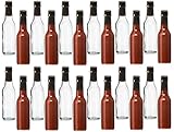 Premium Vials, 5 oz, Glass Woozy Hot Sauce Bottles - Case of 24 (5 Oz with Screw Caps, Shrink Capsules)