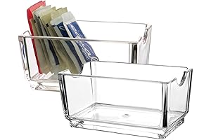 Sizikato 2pcs Clear Acrylic Sugar Pack Holder Square Tea Bag Bowl