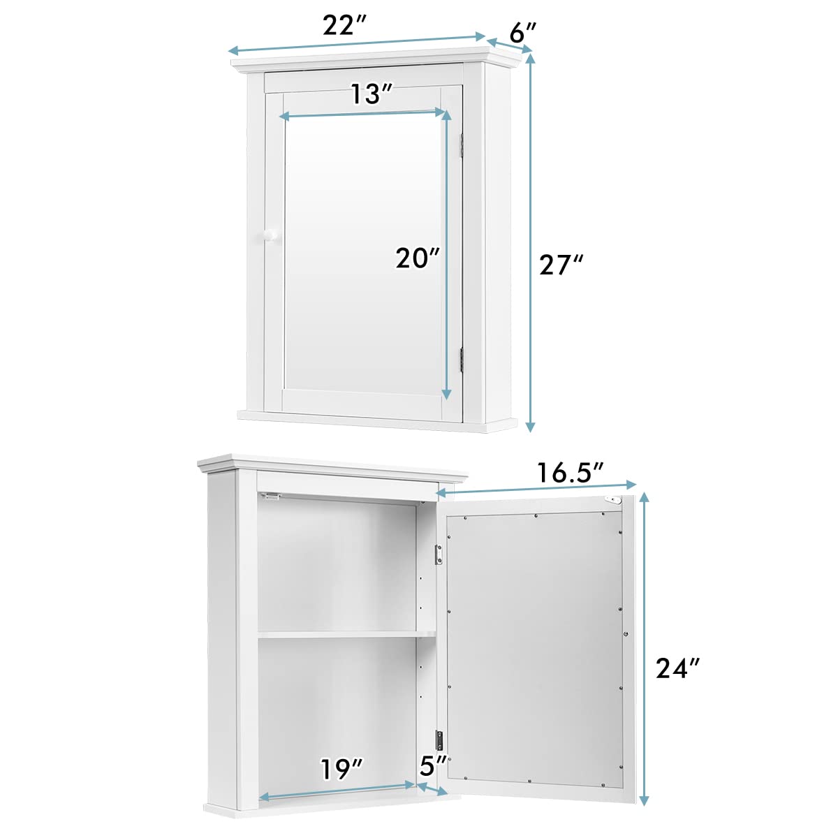 Buy Tangkula Bathroom with Mirror, Mirrored WallMounted
