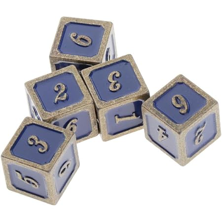Amazon Hellery メタルダイス 6面ダイス D6サイコロ D D Rpg 数学ゲーム 親子ゲーム ボードゲーム 5個入り 青 ボードゲーム おもちゃ