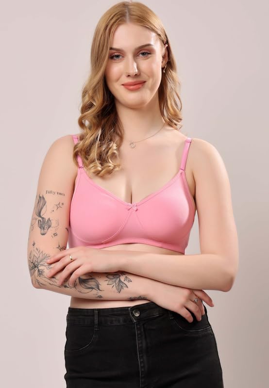 Image of London Hills Regular Bra for Women Everyday Non Padded Wire Free Mid Coverage Cotton Blend