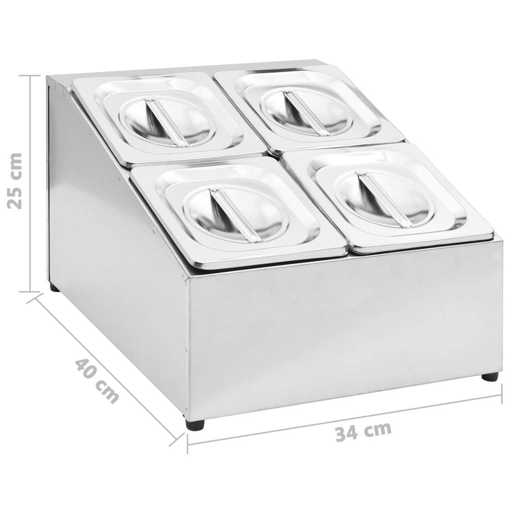 Homgoday Gastronorm - Contenedor con 4 sartenes GN 1/6 de acero inoxidable