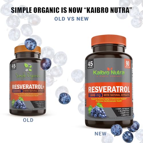kaibro nutra resveratrol supplement 1500mg extra strength trans resveratrol quercetin with japanese knotweed extracts anti-aging radiant skin and immunity support vegan amp non-gmo 90 capsules