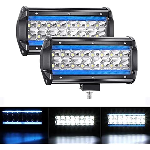 YUGUANG 7" Pair CREE LED Offroad Lights Floodlight Pure White 6000K+8000K Ice Blue 240W 24000LM 9-30V LED Bar Off Road Headlight Work Spot Light Flood Fog Lights For Truck Tractor SUV Boat Harvester Cover