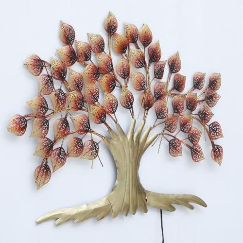Image of Metal Tree Wall Art Wall Hanging Multicolour Wall Decor Perfect for Living Room, Home, Bedroom Office, Hotel (Without LED)