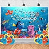 Finding Nemo Birthday Decorations,Finding Dory Backdrops for Party Decorations Supplies,Under Sea Happy Birthday Banner Backdrop for Party Supplies (5x3ft)