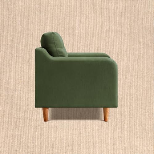 Image of Duroflex Ease Plus - 1 Seater Sofa Set for Living Room | 3 Year Warranty | Premium Wooden Frame Sofa | Anti-Pilling Fabric, Fade & Termite Resistant | Comfortable & Durable Couch - Chive (Green)