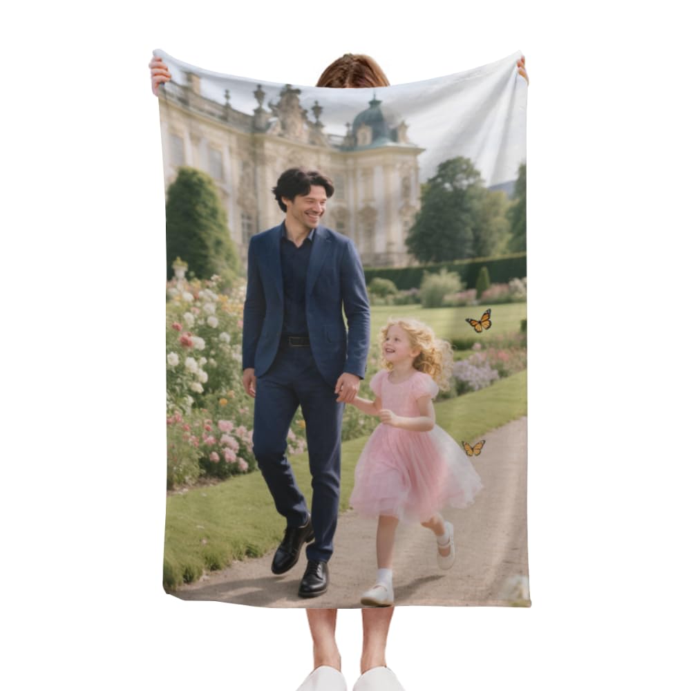 HUKQWX personalised blanket, Customised Blanket with Pictures, Soft & Cosy Custom Blanket for Adults & Kids, personalised gifts, personalised gifts for women, 60x80 in