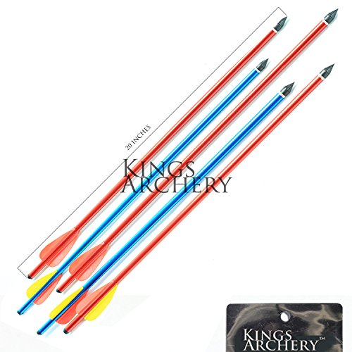 Kingsarchery Crossbow Arrows Aluminum 20 Inch (25 Pack) Long Arrows Set In Metallic Red For Hunting Crossbow Pistol Precision Target Arrow #TOP5
