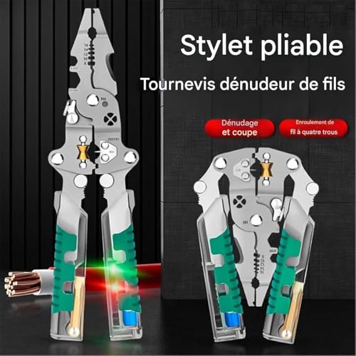 Dénudeur de fils électriques pliable 18-en-1 avec isolation de sécurité - 5