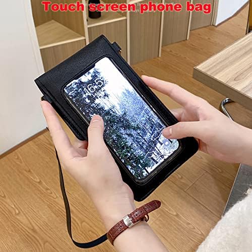Womens Mini Crossbody Cellphone Shoulder Bag Ladies Small Crossbody PU Touch Screen Phone Bag Girls Purse Smart Wallet Mobile Phone Bag with Adjustable Shoulder Strap
