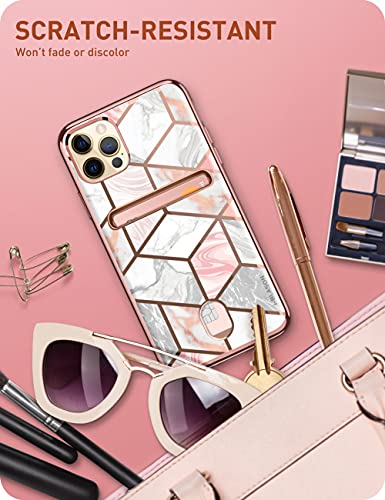 Image of i-Blason Thermoplastic Polyurethane Cosmo Wallet Case For Iphone 13 Pro 6.1 Inch (2021 Release), Slim Designer Wallet Protective Case With Card Holder Marble