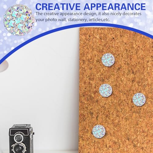 Mabor 30 peças de tachas decorativas para polegar com glitter e strass para quadro de avisos, quadro