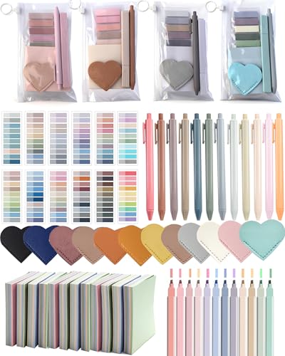 72 Pcs Book Annotation Kit,Book Lover Gifts with Index Tabs Self Stick Notes Ballpoint Pen Heart Bookmarks Clear Bags for Reading Bookish Gifts (72)