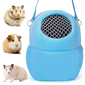 NALCY Hamster Reistas, draagtas voor kleine dieren, draagbaar, ademend, huisdierdraagtas, met schouderriem, voor kleine huisdieren, egel, suiker, glijders, eekhoorntje, konijn, maat M (blauw)