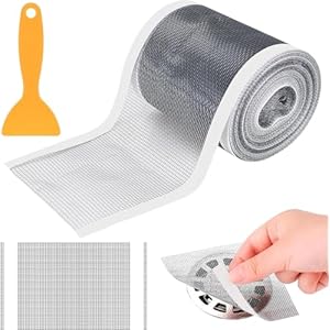 Heanvmyss Shower Drain Hair Catcher,Disposable Hair Catcher Sticker,Shower Drain Cover,7cm x 10m Rectangle Shower Drain Mesh,Shower Hair Strainer with Plastic Spatula for Bathroom Kitchen