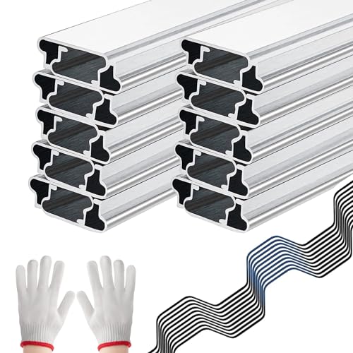 Greenhouse Spring Wire & Lock Channel - 20 Sets 6.6 ft PVC Coated Spring Wire & Aluminum Alloy U-Channel Bundle with Nylon Gloves for Fast Fix Poly Film Shade Cloth