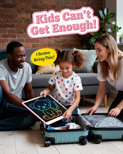 Image of Bravokids 20 Inch LCD Writing Tablet for 3-8 Year Olds - Electronic Drawing Pad and Doodle Board as Educational Birthday Gifts for Girls and Boys (Pink)