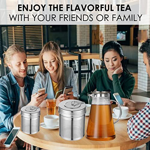 Teemade Large Tea Filter & Cooking Infuser,Extra Fine Mesh Tea Infuser Threaded Connection 304 Stainless Steel With Extended Chain Hook To Brew Loose Leaf Tea, Spices,Seasonings,Soup Etc (1M + 1L) #TOP1