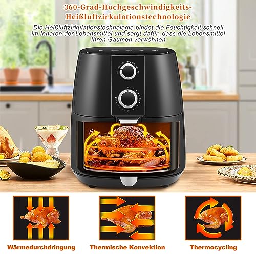 CLIPOP Digitale heteluchtfriteuse voor thuisgebruik met snelle luchtcirculatie, 3,8 l grote, olievrije, vetarme heteluchtfriteuse, 30 minuten tijd, anti-aanbakmand, vaatwasmachinebestendig - Afbeelding 5