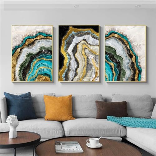 Tableau abstrait en marbre doré SOBMQ pour sublimer vos murs vide - 2