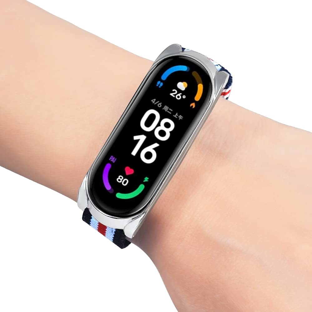 KangPlus Replacement Bands for Xiaomi 5/Xiaomi 6 Strap,Canvas Woven Replacement Wristband Sport Soft Breathable Fabric Cloth Adjustable Band with Metal Frame for Women Men