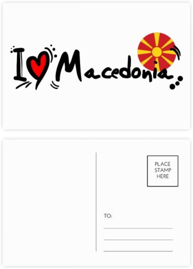 I Love Macedonia Word Flag Love Heart Illustration Postcard Set Birthday Mailing