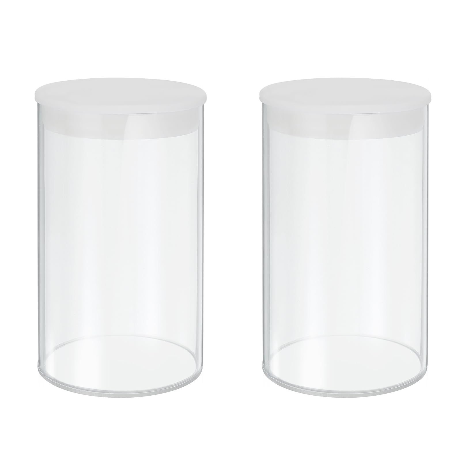MECCANIXITY Transparent Plastic Storage Tubes, 2 15/16" x 4"(75x100mm) Polycarbonate Clear Rigid Round Storage Tubing with Black Lid, 2 Set