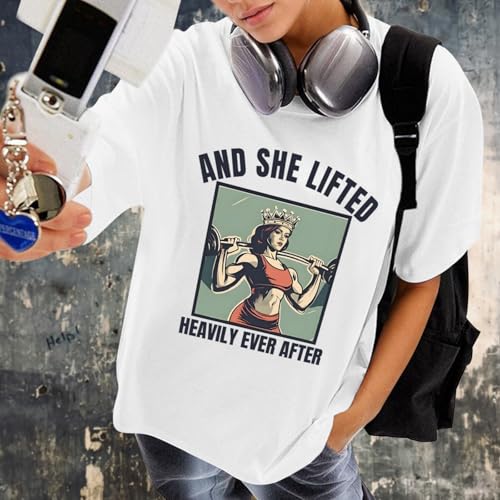 Funny Workout Shirts for Women Oversized Gym Tee Shirts Weightlifting Graphic Baggy T Shirt Gifts for Gym Lovers4