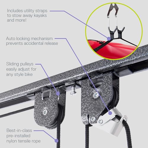 Bike Hoist- Heavy Duty for Space Saving – Road, Commuter &